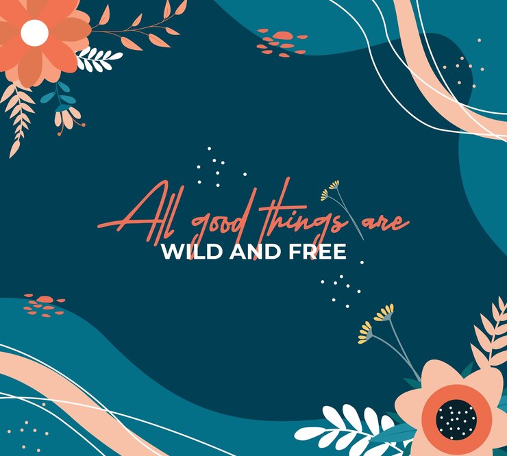 Vector flower nature background with quote