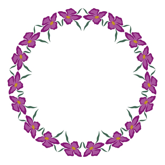 Flowers isolated round ornament Pink fuchsia flower wreath Floral mandala vector illustration