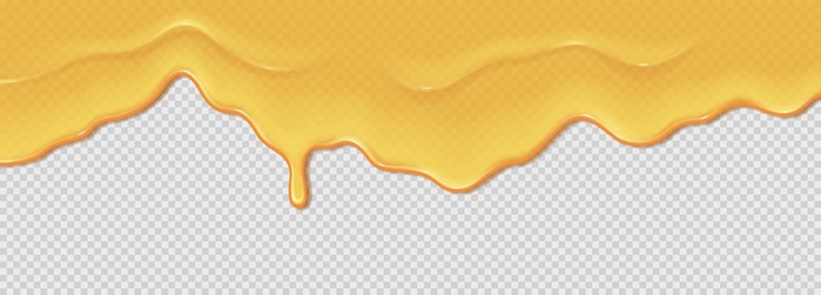 Vector flowing liquid yellow machine or sunflower oil maple syrup liquid wave on transparent background