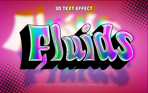 Fluids psychedelic 3d editable text effect style