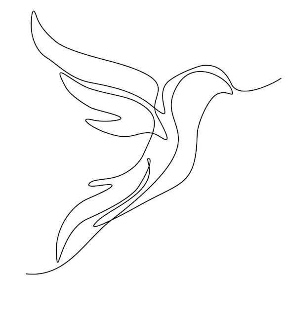 Flying bird continuous line drawing element isolated on white background for decorative element