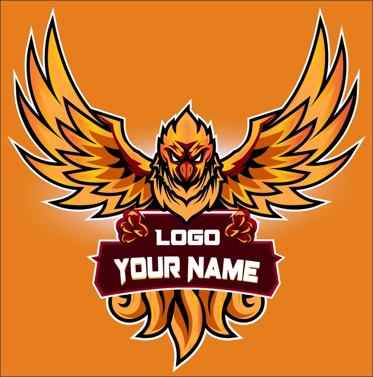 Flying eagle angry face logo illustration golden edition