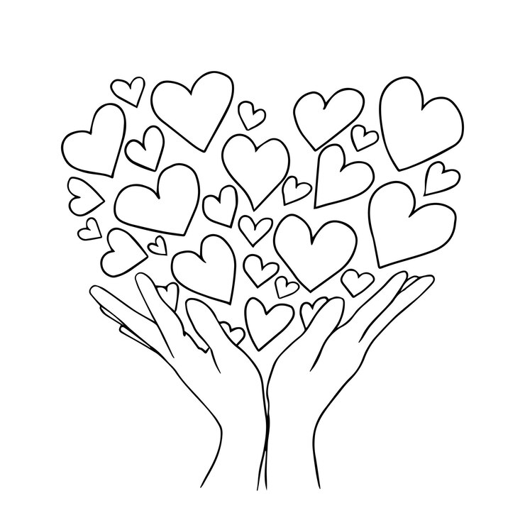 Flying hearts from hands Vector