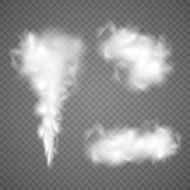 Fog or smoke isolated transparent special effect White vector cloudiness mist or smog background