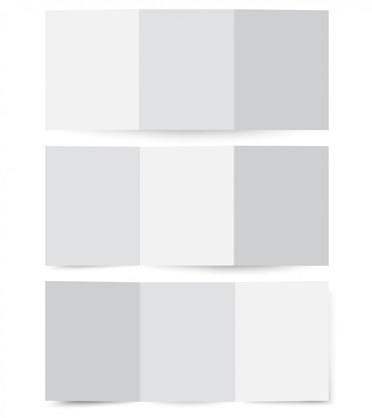 Vector folded brochure paper mockup, cardboard flyer template.