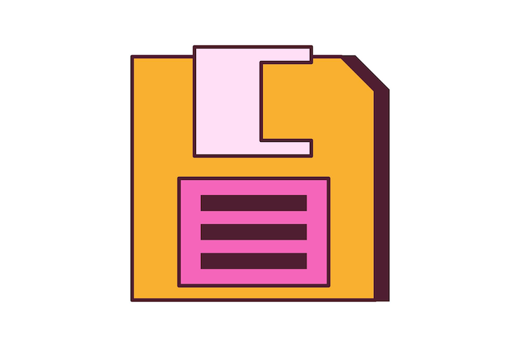 Vector folder retro flat sticker design