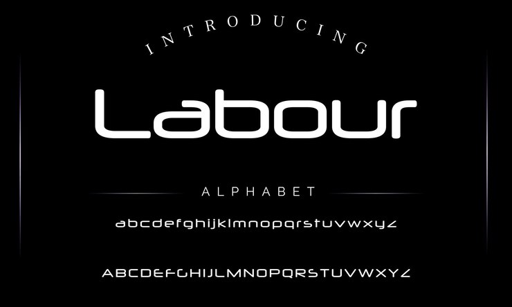 Font alfabet abstrak minimalis modern Tipografi teknologi film elektronik musik digital