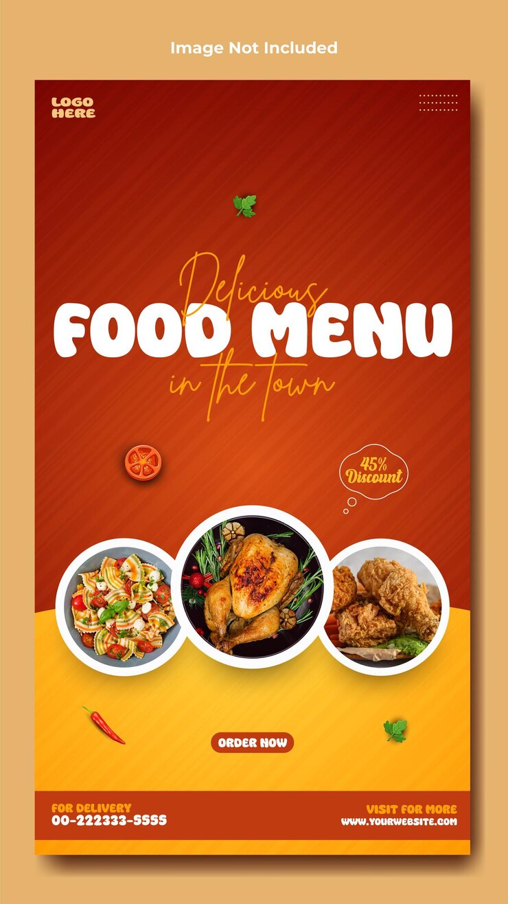 Vector food ads promotional story template design