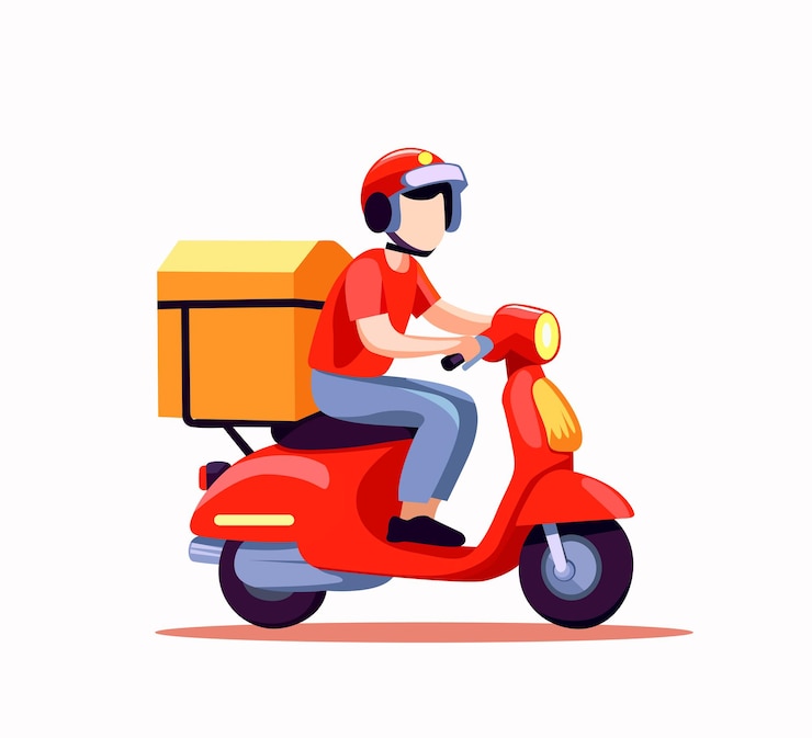 Vector food delivery flat character illustration