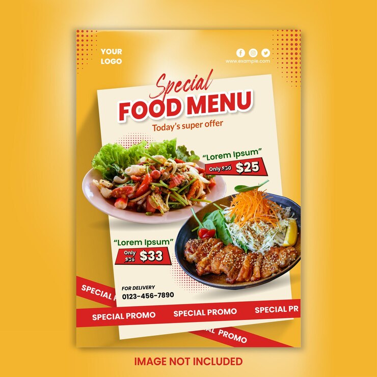 Vector food menu and restaurant poster template