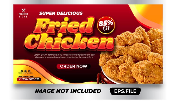 Food social media promotion and banner post design template full
