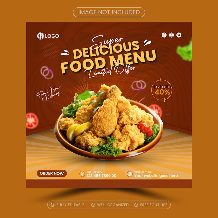 Vector food social media promotion and banner post design