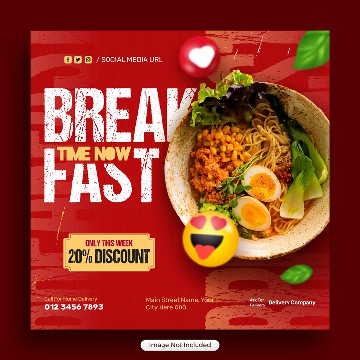 Vector food social media promotion and instagram banner post design template