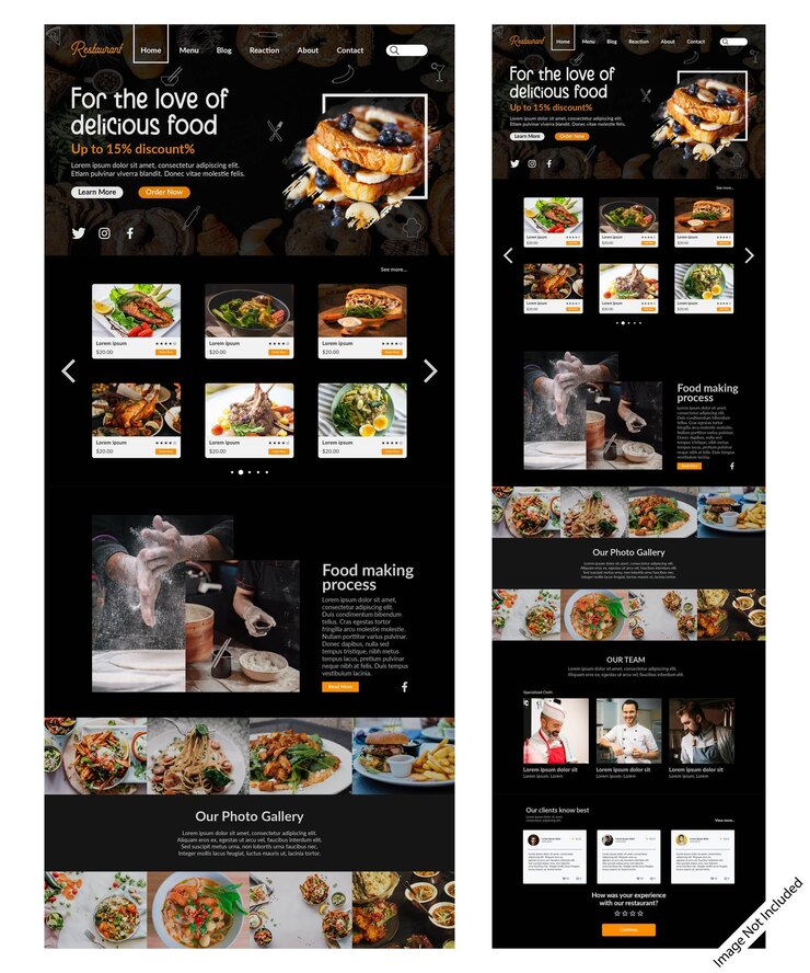 Vector food website landing page design vector
