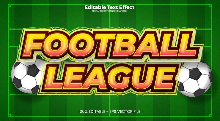 Vector football league editable text effect in modern trend style