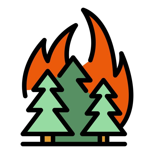 Forest blazing icon Outline forest blazing vector icon for web design isolated on white background color flat