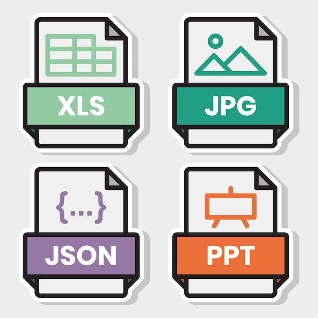 Format file dokumen folder pdf doc xls jpg zip txt png json ppt csv xml ai mp3 mp4 html psd css js