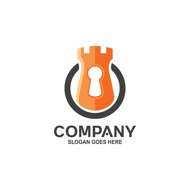 Vector fortress and key hole logo