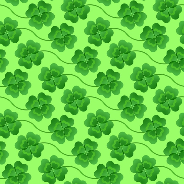 Four-leaf clover arranged in diagonal stripes for decoration for the feast of St. Patrick. Vector illustration.