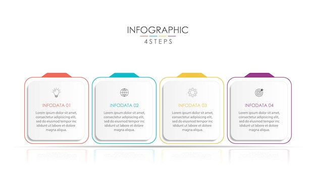 four step infographic element design vector template for presentation