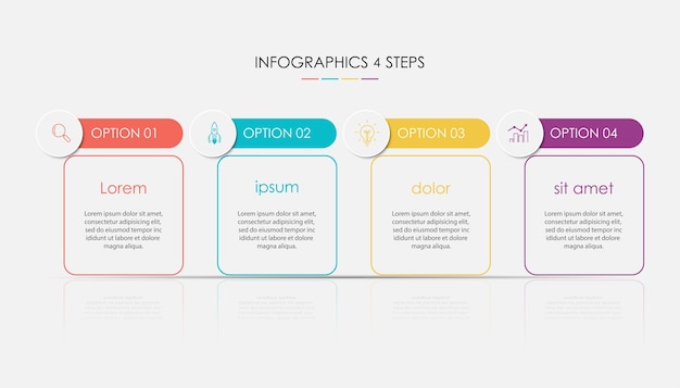 four step infographic element design vector template for presentation