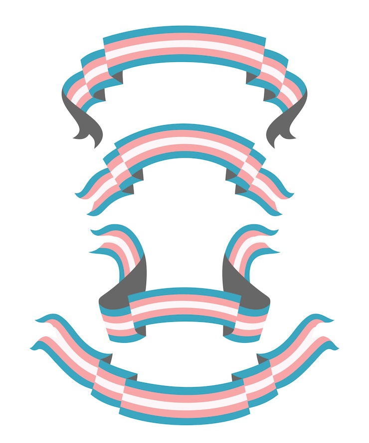 Vector four style ribbons of transgender flag for the transgender people.