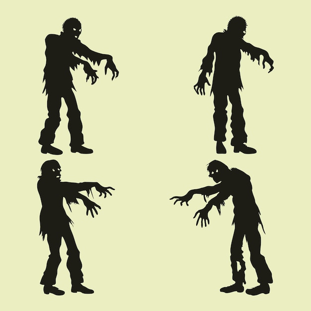 Four zombie silhouettes in a creepy scene