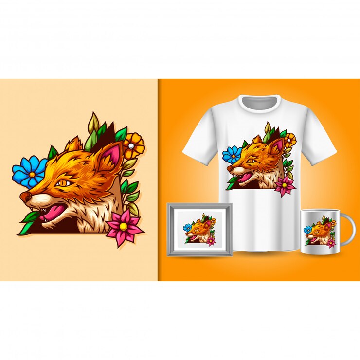Vector foxt-shirt and merchandising