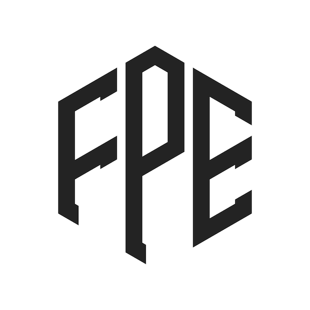 FPE Logo Design Initial Letter FPE Monogram Logo using Hexagon shape