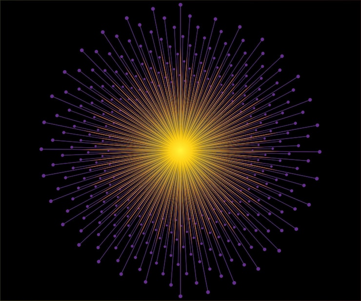 Fractal Burst Pattern series Rendering of fine line radial pattern for use in illustration