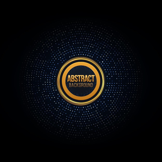 Frame with gold glitter halftone dotted Abstract Circular Retro Pattern Golden circles