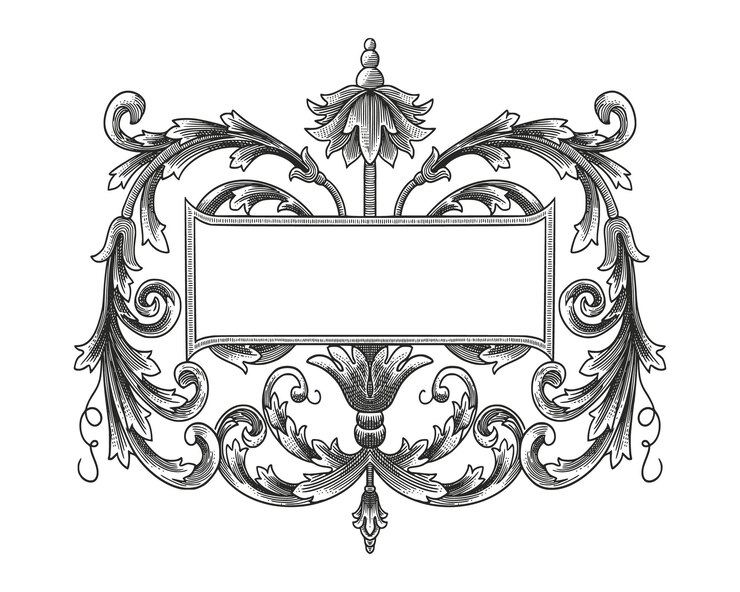 Vector frame with ornament vintage engraving drawing style illustration