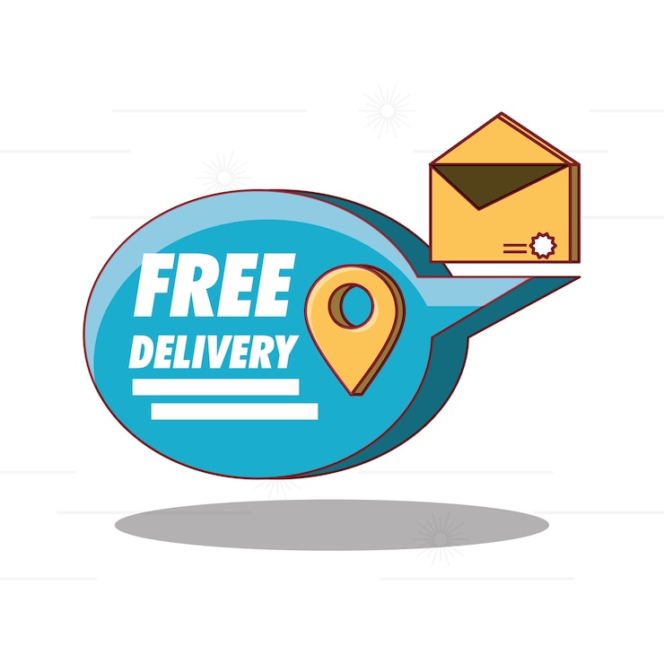 Vector free delivery design with speech bubble and envelope icon