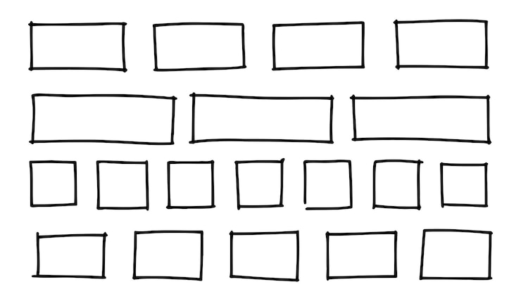Vector free outline hand drawn vector squares rectangles different sizes scribble rectangular frames set freehand square borders text highlight underline