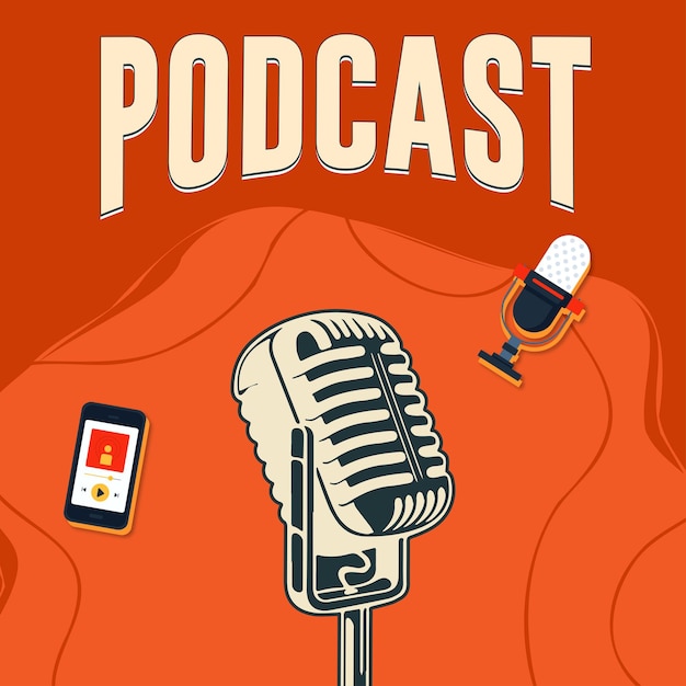 free vector flat design podcast cover template