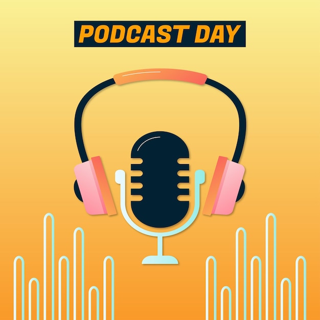 free vector flat design podcast cover template
