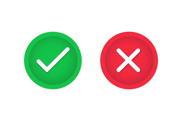 free vector green check mark and red cross buttons symbol design