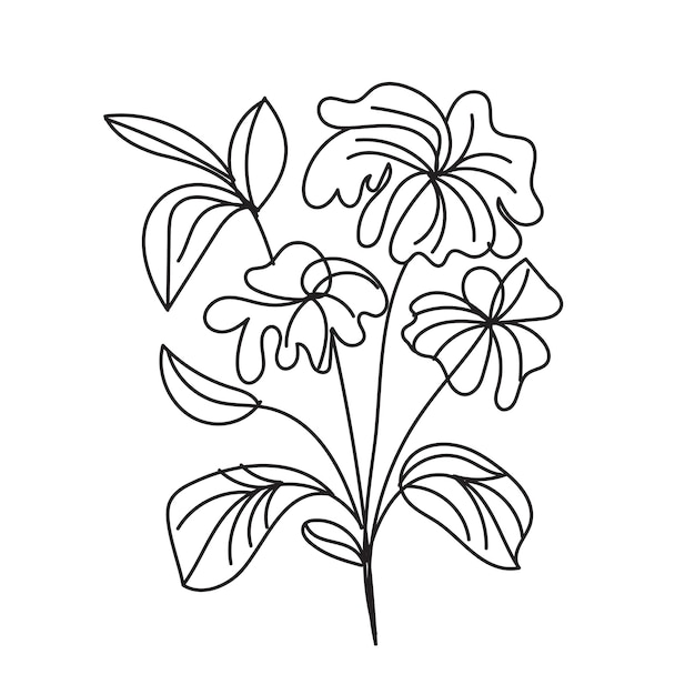 Free vector hand drawn flat design simple flower outline