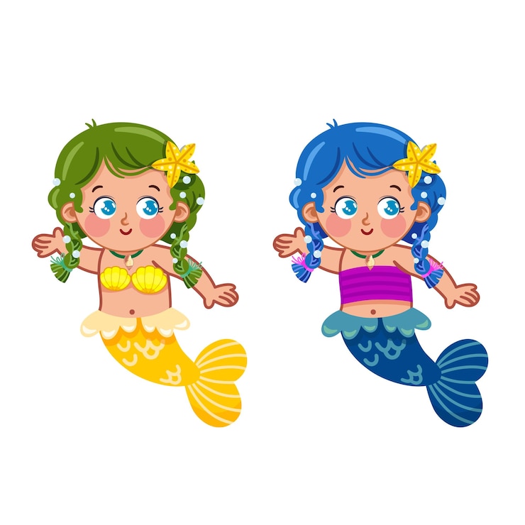 Vector free vector hand drawn smiling mermaid character