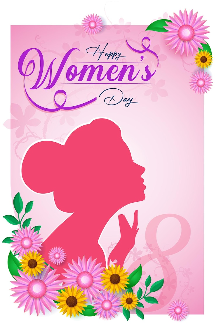 Vector free vector international womens day 8 march with frame of flower and leaves