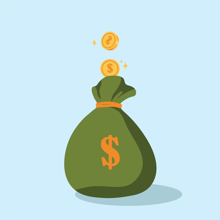 Free vector money bag with coin