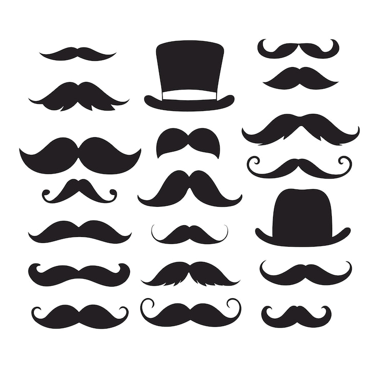 Vector free vector monochrome moustache icons set