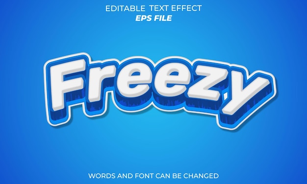 freezy text effect font editable typography 3d text