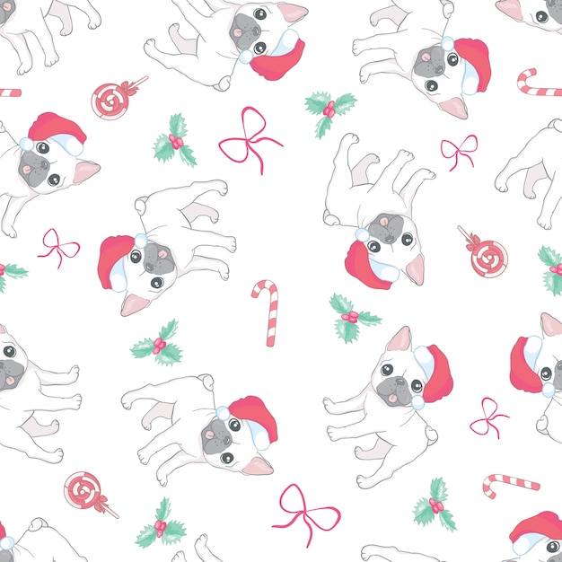 French bulldogs seamless pattern