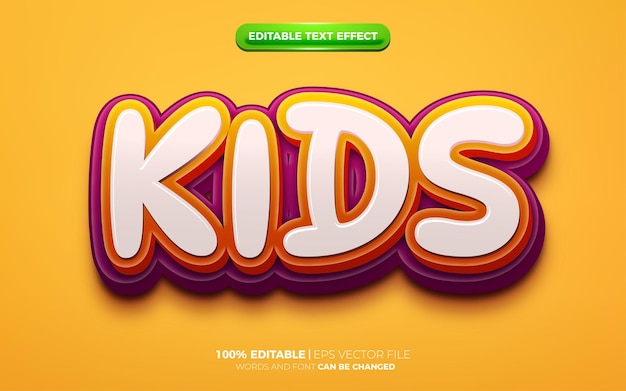 Fresh kids 3d logo template editable text effect style