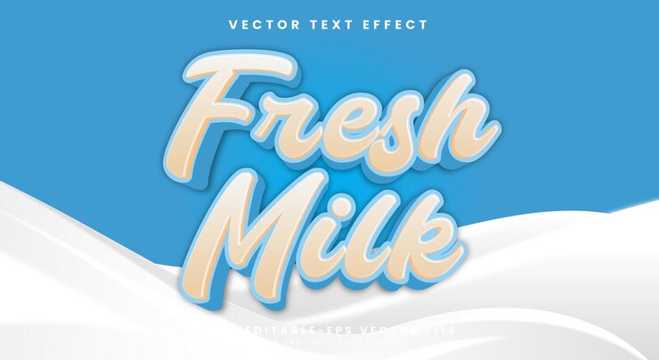 Vector fresh milk 3d editable text effect template suitable for modern style