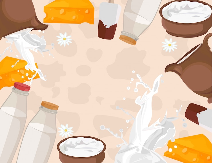 Vector fresh milk products pattern