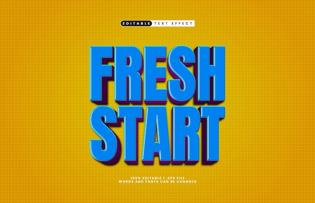 fresh start editable text effect with a simple and modern text style