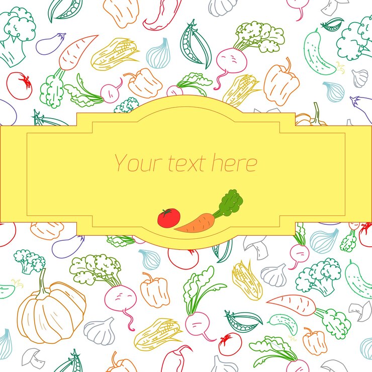 Vector fresh vegetables with placeholder for text