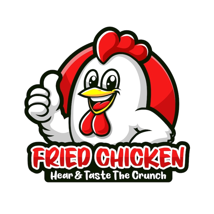 Vector fried chicken logo design with smile and raised thumbs